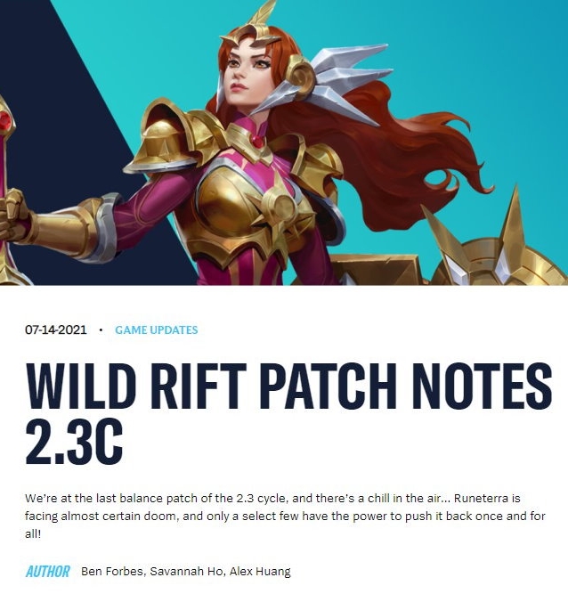 Wild Rift Patch Notes 2.3c